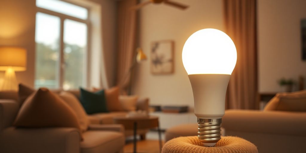 Bright E27 smart LED bulb in a stylish home.