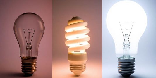 A collage of different types of light bulbs.