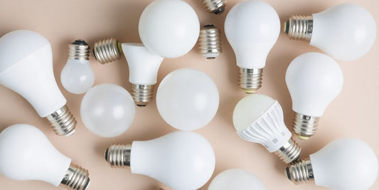 Different shapes and sizes of LED light bulbs.