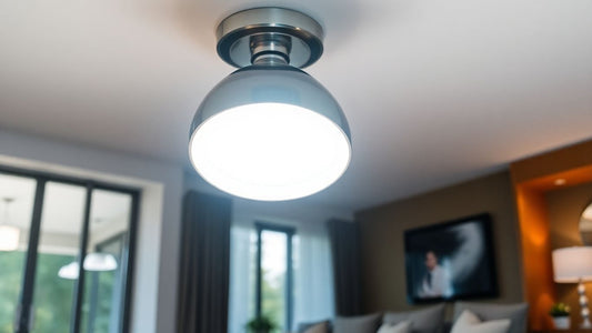Adjustable ceiling light illuminating a modern living room