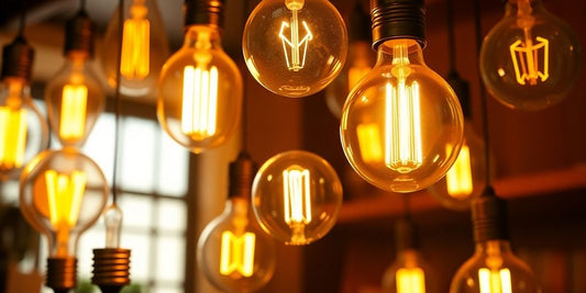 Vintage E27 LED bulbs in a warm, ambient setting.