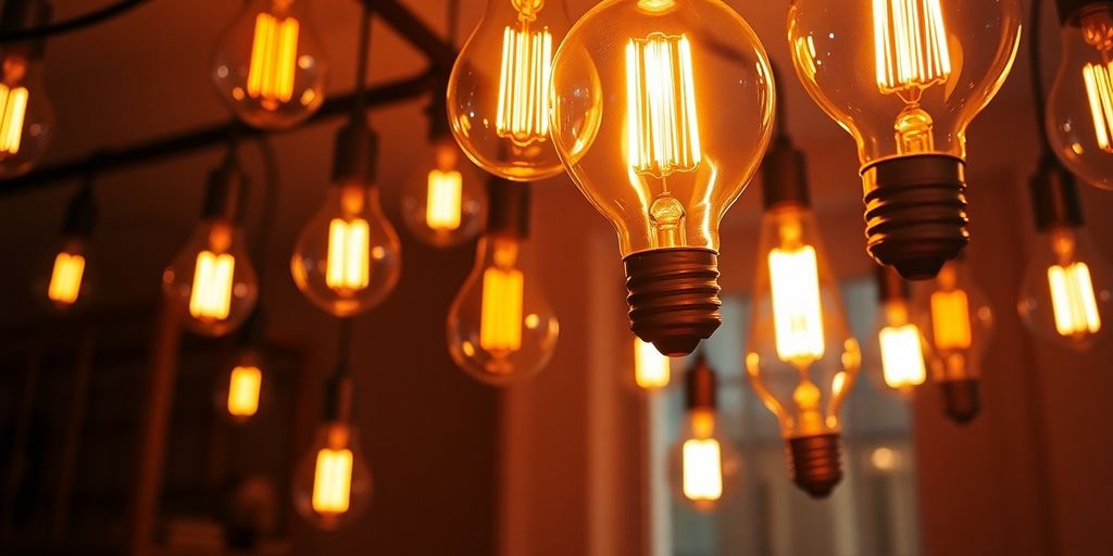 Smart LED filament bulbs illuminating a stylish room.