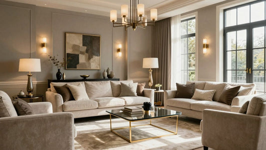 Brightly lit living room with stylish lamps and natural light.