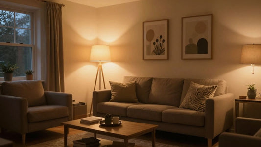 Warm ambient lighting in a UK living room.