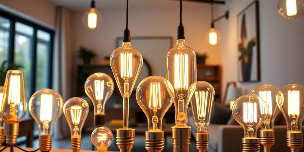 Warmly glowing ES filament bulbs in a modern interior.