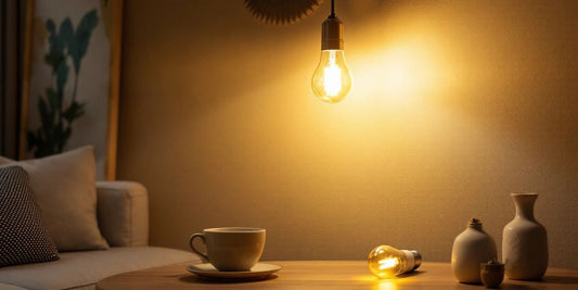 LED E12 bulb brightening a cozy room atmosphere.