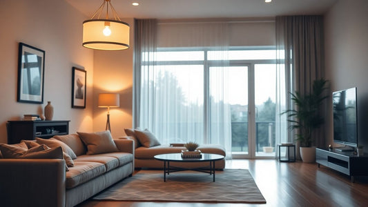 Modern pendant light in a stylish UK living room.