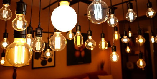 Decorative dimmable LED bulbs in a stylish setting.