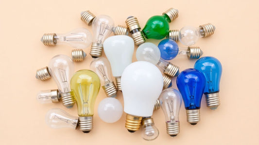Assortment of small light bulbs in different shapes and sizes.