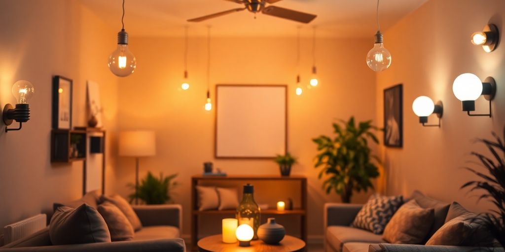 Dimmable LED bulbs in a cozy, well-lit room.