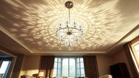 Modern chandelier in a stylish living room.