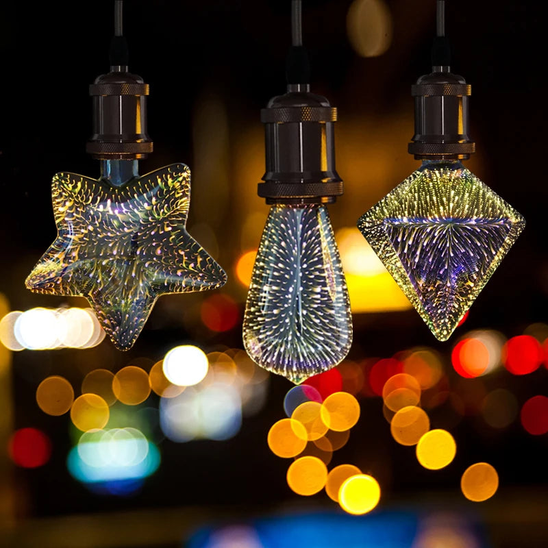4pcs Pack LED 3D Colourful Fireworks E27 Bulbs